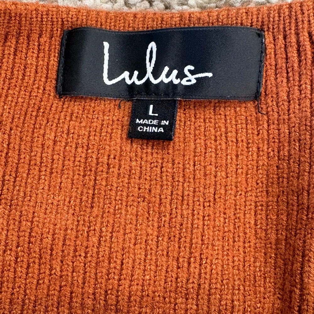 Lulus Ribbed Batwing Knit Wrap Sweater Dress Rust‎ Belted LG Bodycon Resortcore - Picture 5 of 9